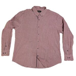 Cortefiel Tailored Fit Button Down Shirt Men's XXL 46 Pink Black White Checked